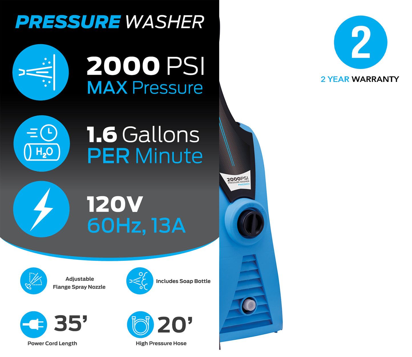 2000 PSI Electric Pressure Washer