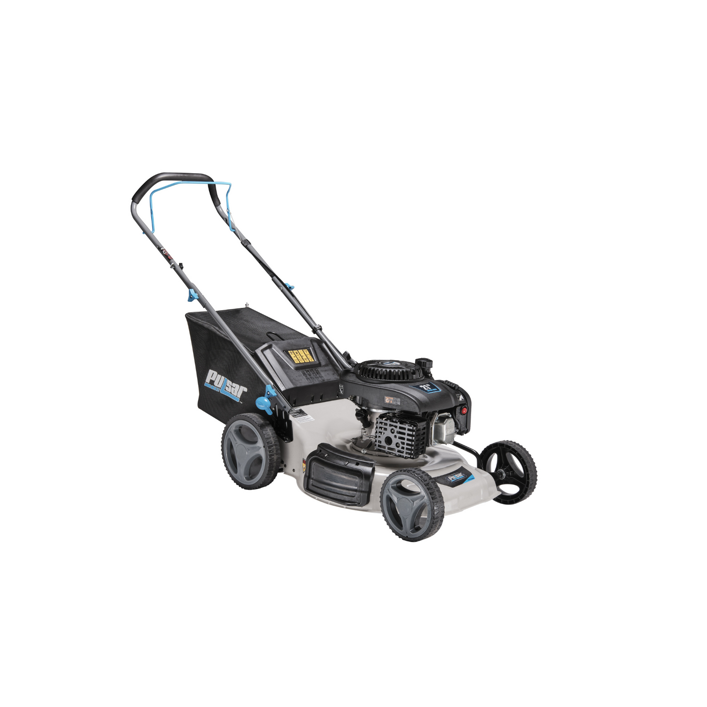 21in Walk Behind Push Mower with Side Discharge, Mulching, Rear Bag